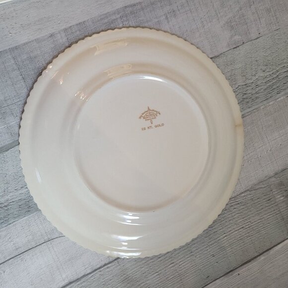 Harker Ware Pottery Made USA Antique Cars Vtg Cake Plate & 6 Dessert Plates - Picture 6 of 8